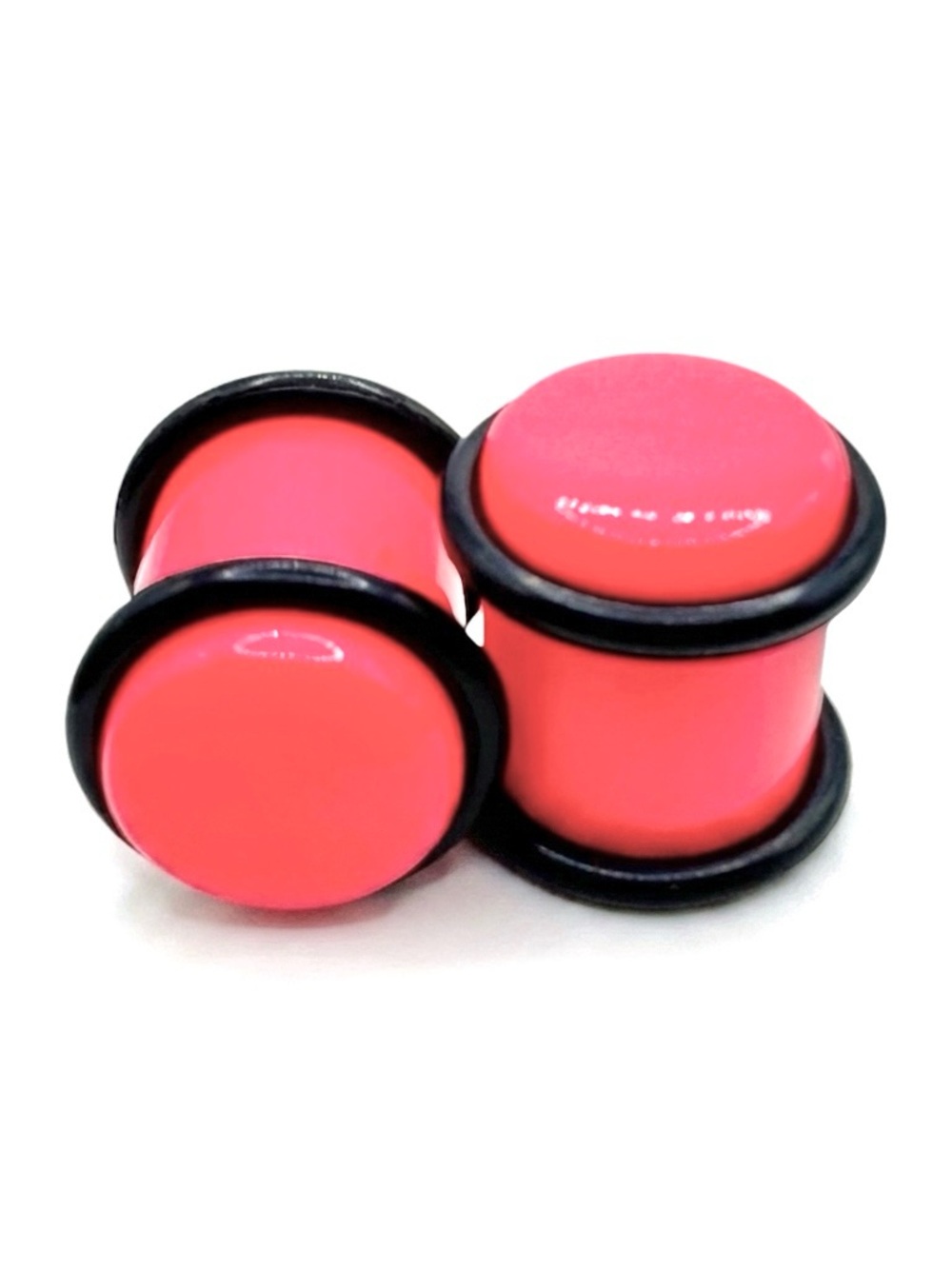 Pair 00g Pink Acrylic Ear Gauges Plugs Body Piercing Jewelry Grooved 1 Pr